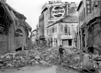 Lebanon / Civil War: A Day in Hell, April 13, 1975 Downtown Beirut destroyed during the Civil War. Photo credit DR