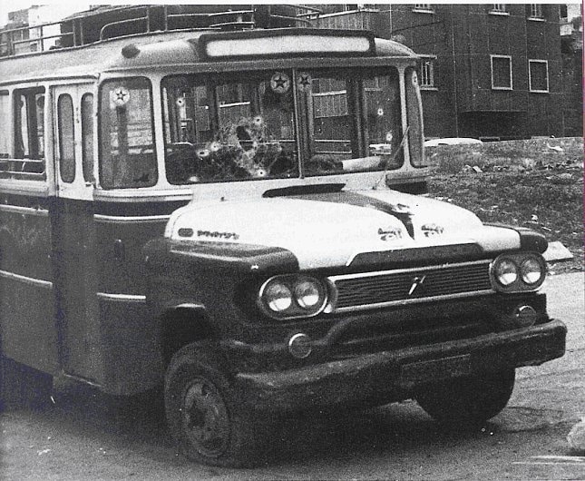 Le fameux bus dans lequel se déplaçaient les Palestiniens traversant le quartier d'Ein Remmaneh