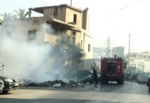 Incendie d'une poubelle dans la banlieue de Beyrouth. Crédit Photo: François el Bacha, tous droits réservés.