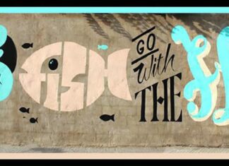 Poison d’Avril … ne tient qu’à un fil Graffiti sur l'autoroute en allant vers le centre-ville de Beyrouth. "Seuls les poissons morts suivent le courant". Crédit Photo : Marie-Josée Rizkallah