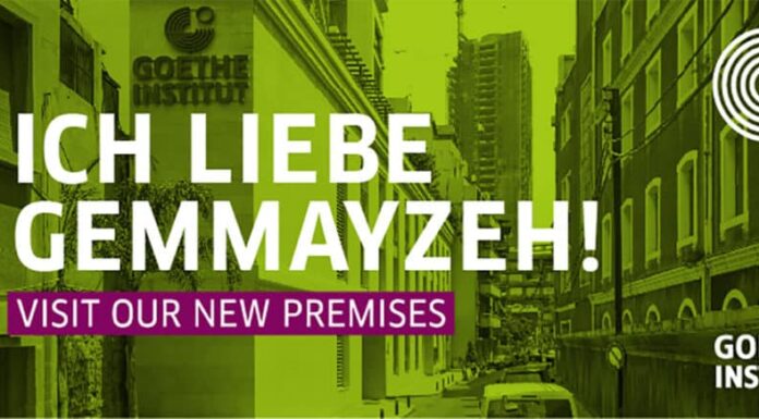 L'affiche pour les nouveaux locaux de l'Institut Goethe au Liban