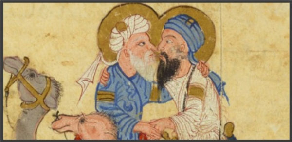 Figure 7 : Peinture coquine de 800 ans avec deux hommes à dos de chameau