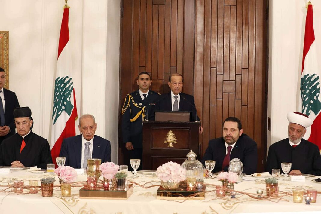 L'allocution du Président de la République lors de l'Iftar qui s'est tenu le 24 mai 2018 au Palais Présidentiel. Crédit Photo: Dalati & Nohra.