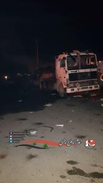 Le convoi visé par le bombardement israélien selon des informations syriennes. Source: Twitter