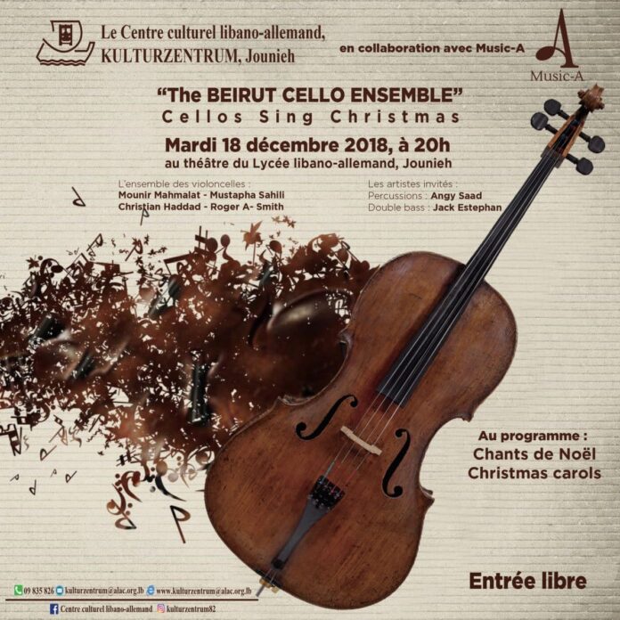 cello ensemble poster «The Beirut Cello Ensemble» en concert au Lycée libano-allemand, Jounieh.