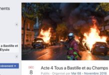 Capture d'écran circulant sur le réseau social Facebook de l'Appel des Gilets Jaunes à l'Acte IV