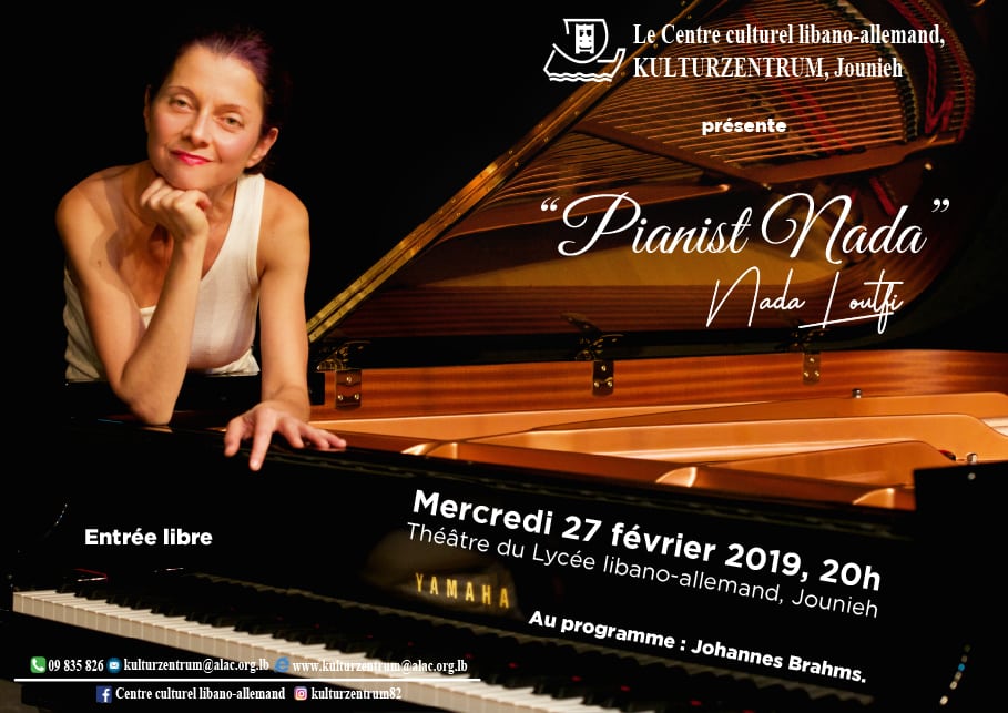 Concert de piano « NADA LOUTFI » au Lycée libano-allemand, Jounieh. L'affiche du concert de Nada Loutfi