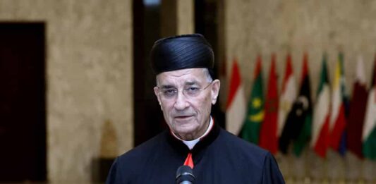 Le Patriarche Maronite Béchara Boutros Raï depuis le perron du Palais Présidentiel de Baabda. Crédit Photo: Dalati & Nohra