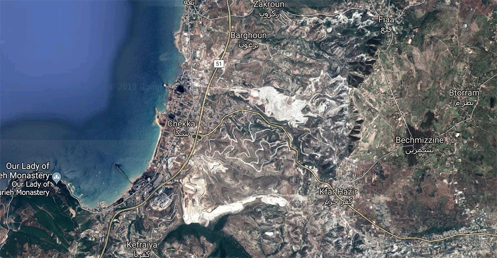 Image Satellite des Carrières du Koura.