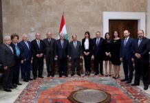Le Président de la République avec une délégation de la Ligue Maronite, le Lundi 4 mars 2019. Crédit Photo: Dalati & Nohra