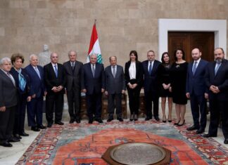 Le Président de la République avec une délégation de la Ligue Maronite, le Lundi 4 mars 2019. Crédit Photo: Dalati & Nohra