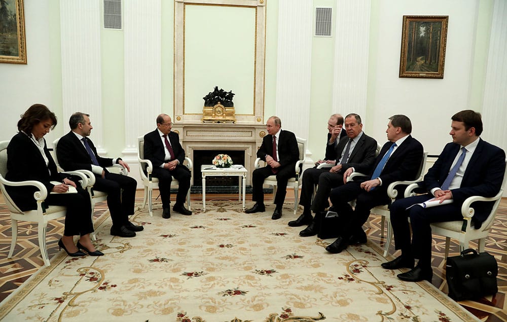 La rencontre entre le Président Libanais Michel Aoun et le Président Russe Vladimir Poutine. Moscou, le 26 mars 2019. Crédit Photo: Dalati & Nohra