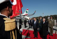 L'arrivée du Président de la République, le Général Michel Aoun, à Tunis, à l'occasion du 30ème des chefs d'états des pays membres de la Ligue Arabe. Crédit Photo: Dalati & Nohra