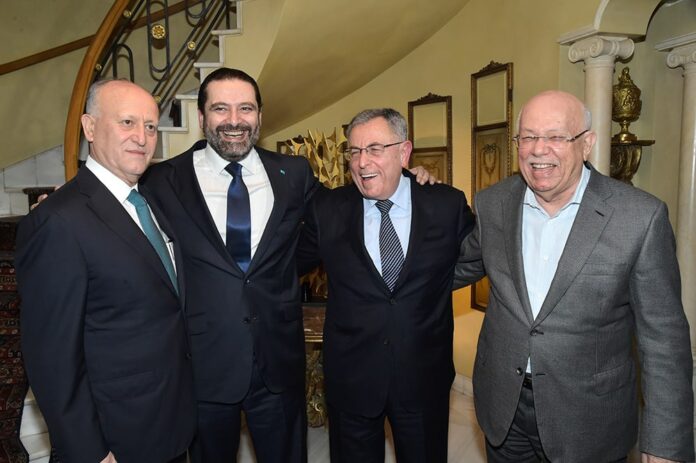 Le Premier Saad Hariri, l'ancien Premier Ministre Fouad Saniora et l'ancien Ministre de la Justice Ashraf Rifi. Crédit Photo: Dalati & Nohra