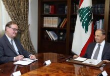 Pierre Duquesne en visite au Palais Présidentiel de Baabda. Crédit Photo: Dalati & Nohra