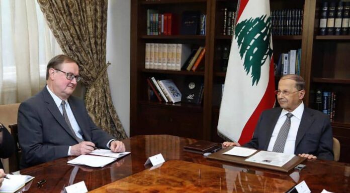 Pierre Duquesne en visite au Palais Présidentiel de Baabda. Crédit Photo: Dalati & Nohra