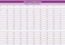 Capture d'écran du classement pour les Pays Arabes et Nord Africains.
