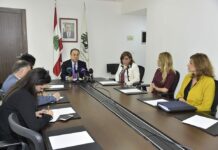 La conférence de presse du Ministre de l'économie Mansour Bteish. Crédit Photo: Dalati & Nohra