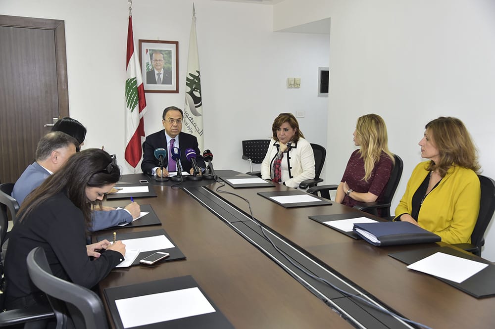 La conférence de presse du Ministre de l'économie Mansour Bteish. Crédit Photo: Dalati & Nohra