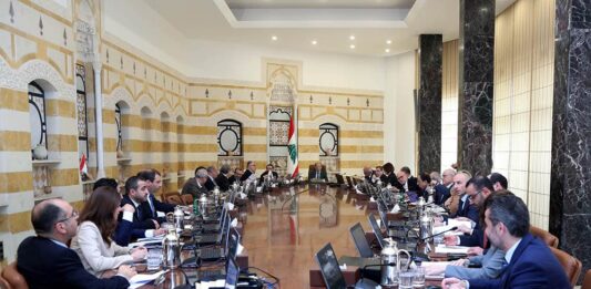 Le conseil des ministres réuni au Palais Présidentiel de Baabda pour adopter le plan électricité. 8 avril 2019. Crédit Photo: Dalati & Nohra