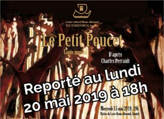 Ajournement du conte musical "Le Petit Poucet" au lundi 20 mai à 18 au Lycée.