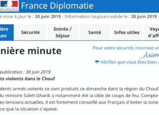 L'Ambassade de France au Liban appelle les français à éviter le Chouf