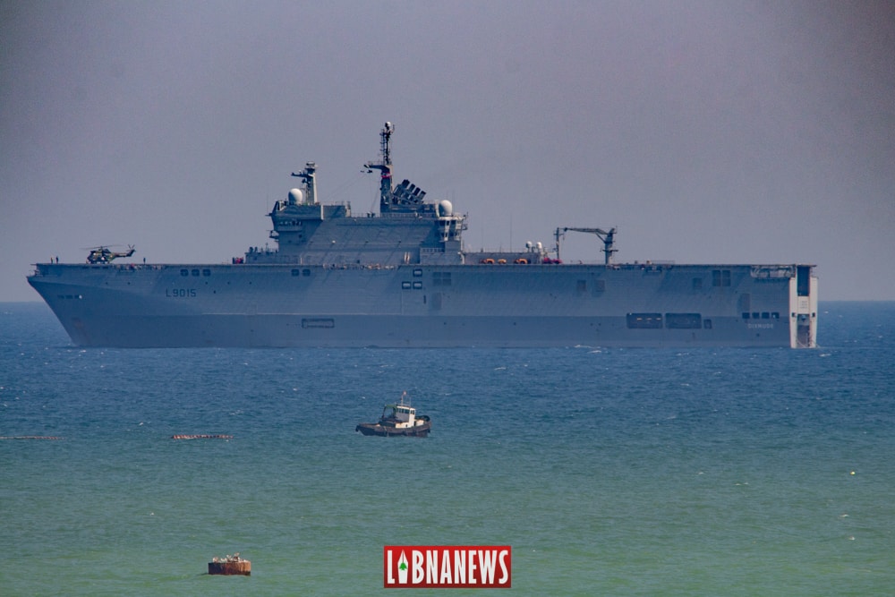 Le porte-hélicoptère Dixmude dans le cadre de l'opération Cèdre Bleu 2019. Crédit Photo: François el Bacha pour Libnanews.com. Tous droits réservés