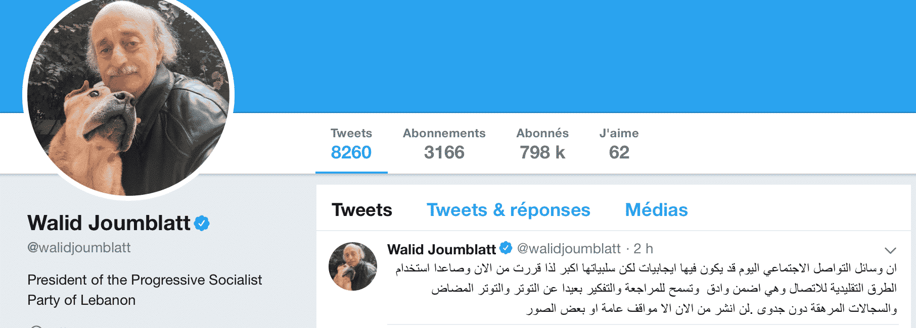 Walid Joumblatt sur Twitter