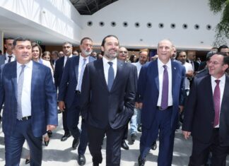Le Premier Ministre inaugurant la 2ème phase des travaux d'expansion de l'Aéroport International de Beyrouth. Crédit Photo: Dalati & Nohra