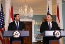 Le Premier Ministre Libanais Saad Hariri et le Secrétaire d'état américain Mike Pompeo, lors de la conférence de presse commune. Source Photo: Dalati & Nohra