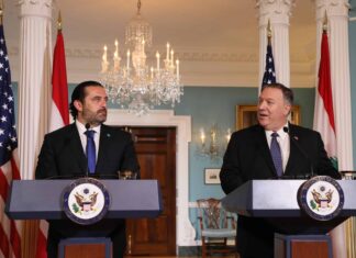 Le Premier Ministre Libanais Saad Hariri et le Secrétaire d'état américain Mike Pompeo, lors de la conférence de presse commune. Source Photo: Dalati & Nohra