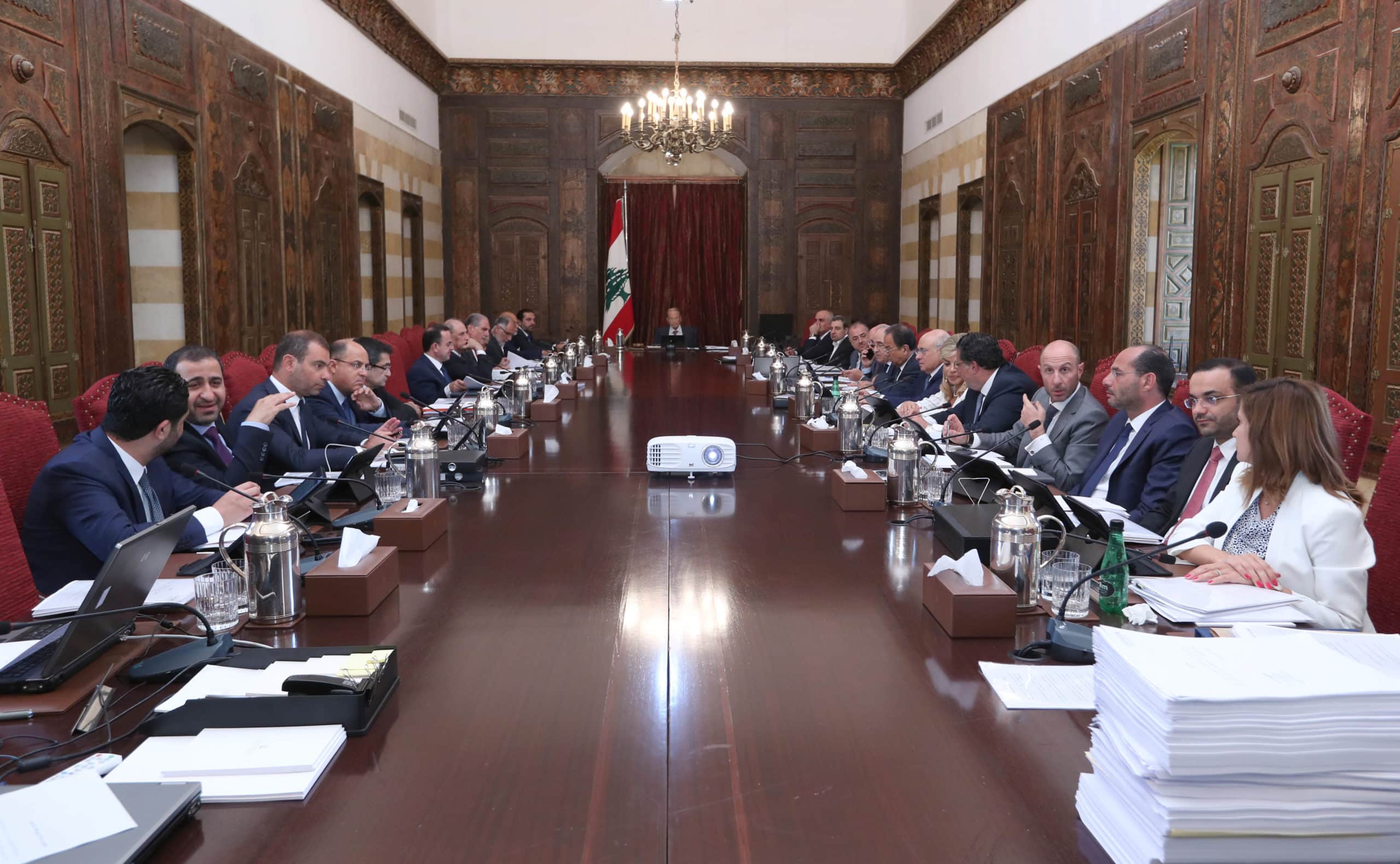 Le Conseil des Ministres réuni au Palais d'été de la Présidence à beiteddine. Crédit Photo: Dalati & Nohra