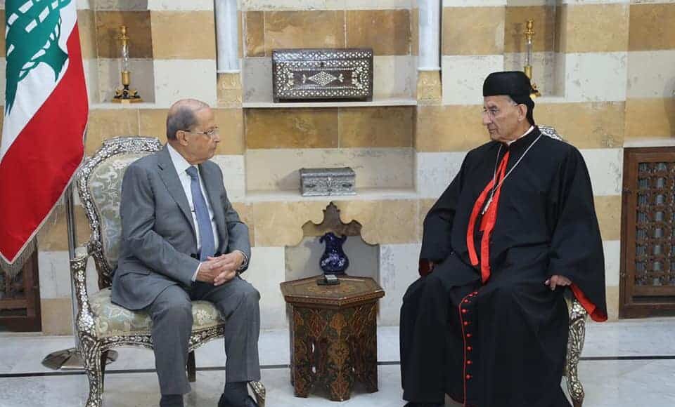 Le Président de la République, le Général Aoun, avec le Patriarche Maronite Béchara Boutros Raï au Palais de Beiteddine.