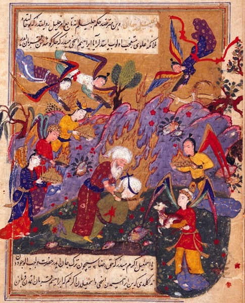 Le sacrifice du fils dans Hadikat as-Suada (Le jardin des heureux), Turquie, XVIe–XVIIe. British Library, OR 7301, F 19V.