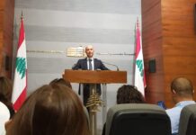 Le Ministre de l'Environnement Fadi Jreissati lors de la Conférence de Presse. Source Photo: Twitter