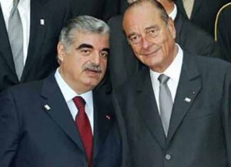 L'ancien Président de la République Jacques Chirac en compagnie de l'ancien premier ministre libanais Rafic Hariri.