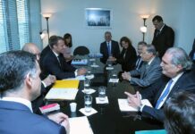 Le Président de la République, le Général Michel Aoun, en compagnie du Président de la République Française, Emmanuel Macron. Crédit Photo: Dalati & Nohra