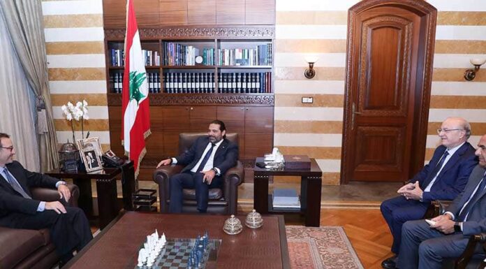 Le Premier Ministre Saad Hariri recevant le médiateur américain David Schenker. Crédit Photo: Dalati & Nohra