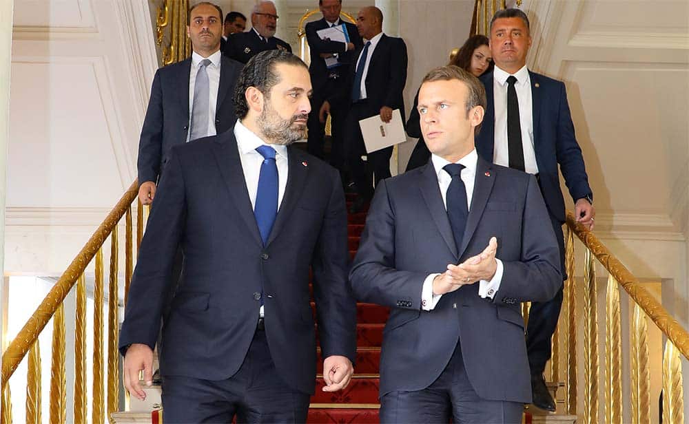 Le Président de la République Française en compagnie du Premier Ministre Libanais, le 20 septembre 2019. Crédit Photo: Dalati & Nohra