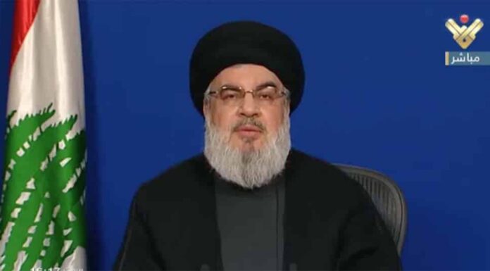 Le dirigeant du Hezbollah, Sayyed Hassan Nasrallah. Capture d'écran d'Al Manar