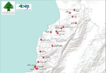 La carte des incendies ayant ravagé le Liban depuis ce lundi, publiée par le CNRS.
