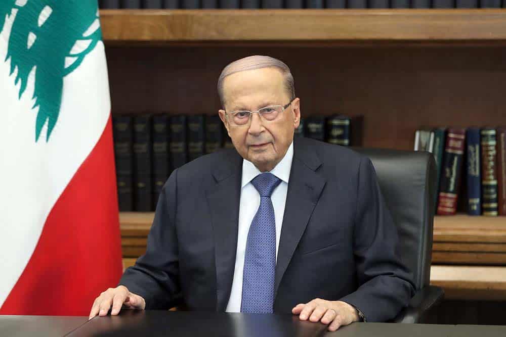 L'allocution du Président de la République, le Général Michel Aoun qui s'adresse à la population libanaise suite aux manifestions qui se sont étendues depuis le jeudi 17 octobre à l'ensemble du Liban. Crédit Photo: Dalati & Nohra