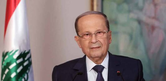 Le Président de la République, le Général Michel Aoun, prononçant un discours à l'occasion du 3ème anniversaire de son accession au pouvoir. Source Photo: Dalati & Nohra