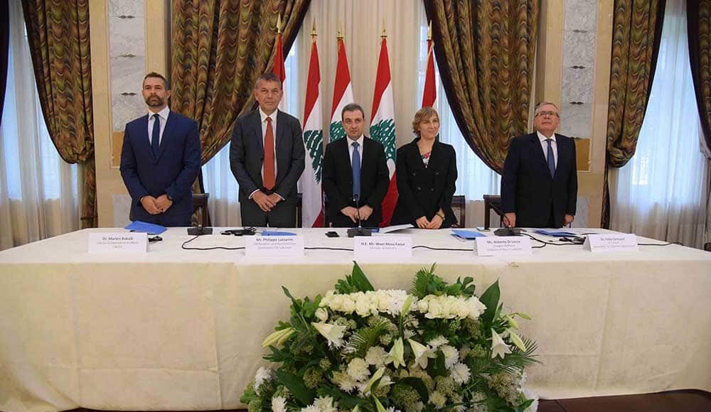 Dr. Marlen Bakalli, Philippe Lazzarini, le ministre Wael Abou Faour, Roberta Di Lecce et Dr. Fadi Gemayel