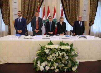 Coup de projecteur sur l’industrie agro-alimentaire du Liban Dr. Marlen Bakalli, Philippe Lazzarini, le ministre Wael Abou Faour, Roberta Di Lecce et Dr. Fadi Gemayel