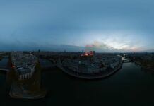 Notre Dame de Paris en flammes au drone