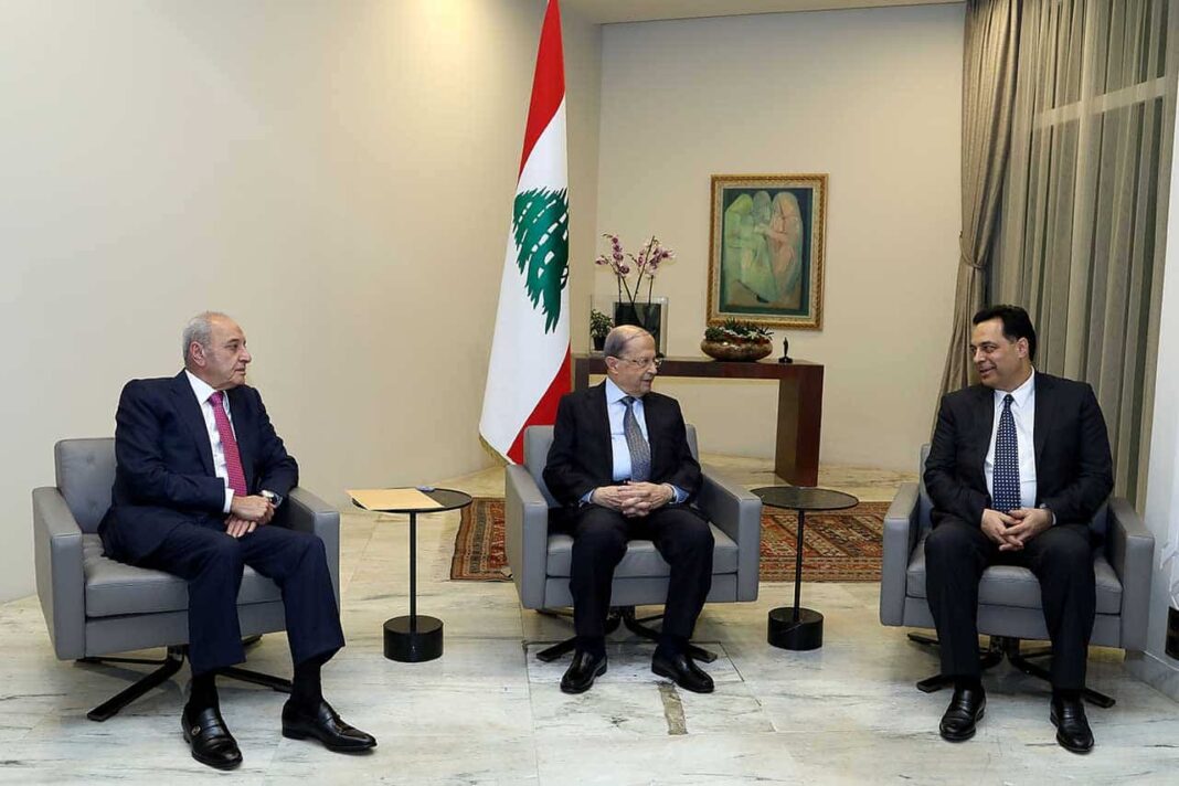 Michel Aoun et Nabih Berri réitèrent leurs appuis à la feuille de route française, Hassan Diab appelle à l'accélération des efforts pour former un nouveau gouvernement