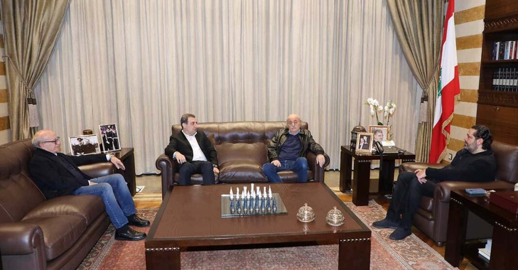 La réunion du mardi 3 décembre entre le Premier Ministre Sortant Saad Hariri et l'ancien député druze Walid Joumblatt. Crédit Photo: Dalati & Nohra