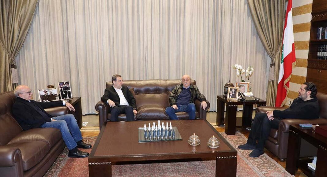 La réunion du mardi 3 décembre entre le Premier Ministre Sortant Saad Hariri et l'ancien député druze Walid Joumblatt. Crédit Photo: Dalati & Nohra