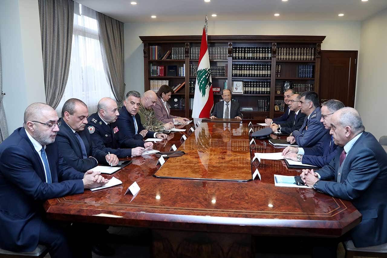 Réunion du Conseil de Sécurité Libanais au Palais de Baabda Le Président de la République appelle à une réunion du Conseil Supérieur de la Défense ce mardi